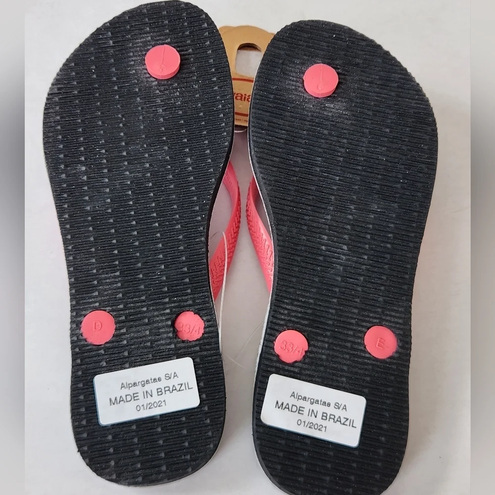 NEW! || HAVAIANAS || Youth 3/4 flip flops, leopard print and pink